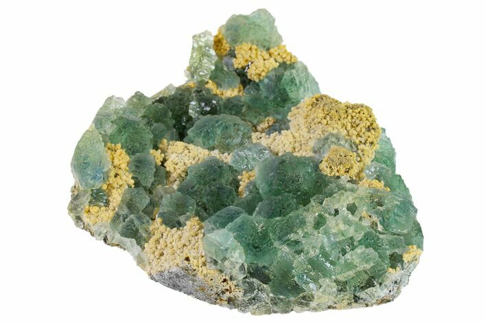 Stepped Green Fluorite Crystals on Quartz - China #163171